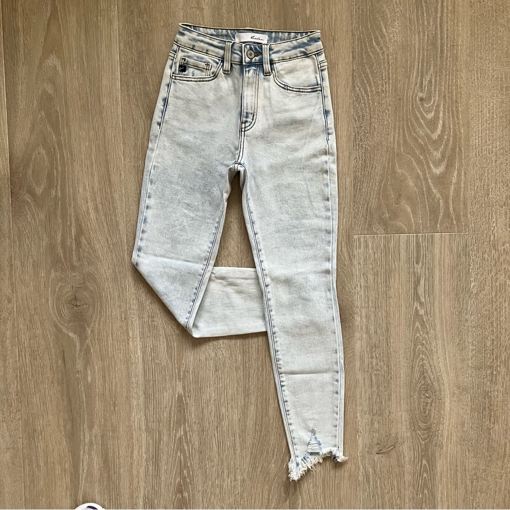 KanCan High Rise Hem Detail Ankle Skinny